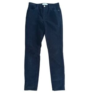 FRAME Black Velvet Corduroy‎ Skinny Leg Ankle Pants w/ Heart Patch - Women's